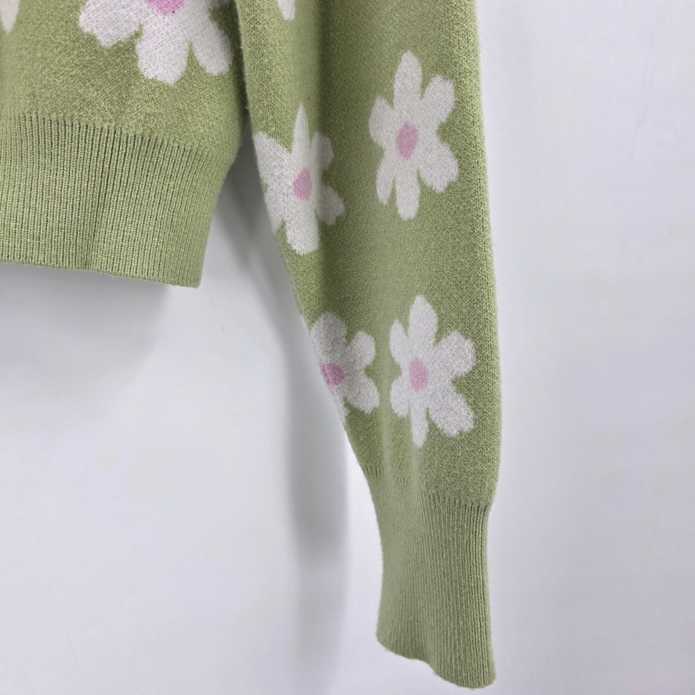 WILLOW & WIND DAISY CARDIGAN WOMENS LARGE GREEN WHITE FLORAL SOFT RAYON HIPPIE - Picture 5 of 12